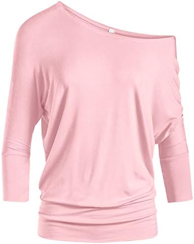 Dolman Scoopneck Top Off The Shoulder Tops Banded Waistband Shirts 3/4 Sleeves Regular and Plus Size Tops - Luxurise - scoopneck-tops-for-women-off-the-shoulder-tops-banded-waistband-shirts-3-4-sleeves-regular-and-plus-size-tops - 