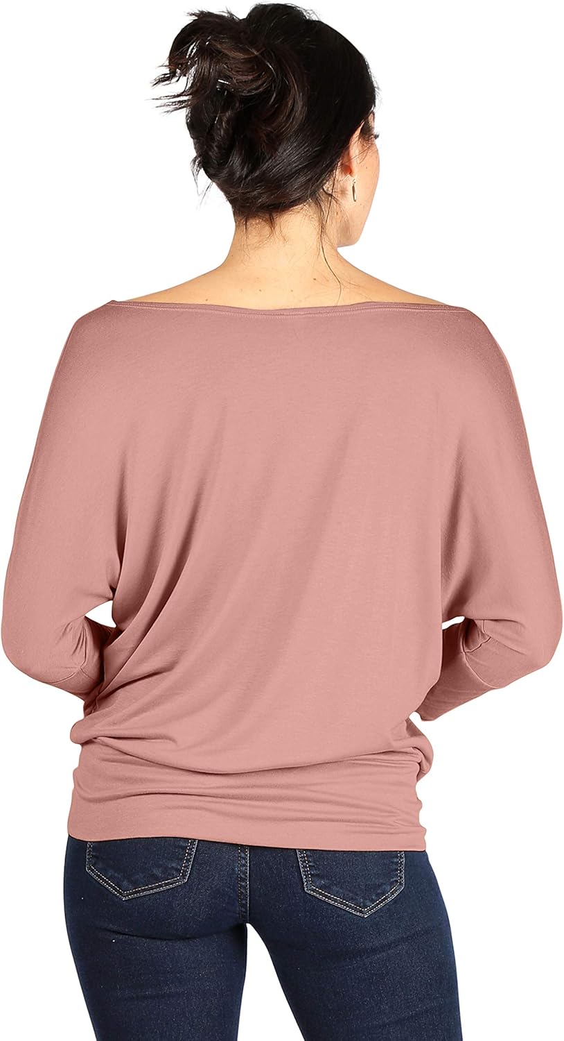 Dolman Scoopneck Top Off The Shoulder Tops Banded Waistband Shirts 3/4 Sleeves Regular and Plus Size Tops - Luxurise - scoopneck-tops-for-women-off-the-shoulder-tops-banded-waistband-shirts-3-4-sleeves-regular-and-plus-size-tops - 