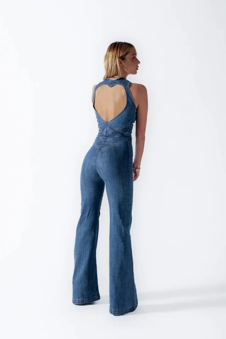 Heart Denim Jumpsuit