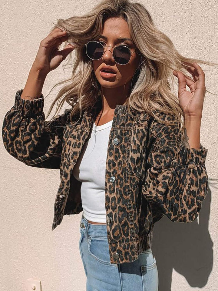 Denim Jacket Leopard Bomber - Luxurise - denim-jacket-leopard-bomber - 