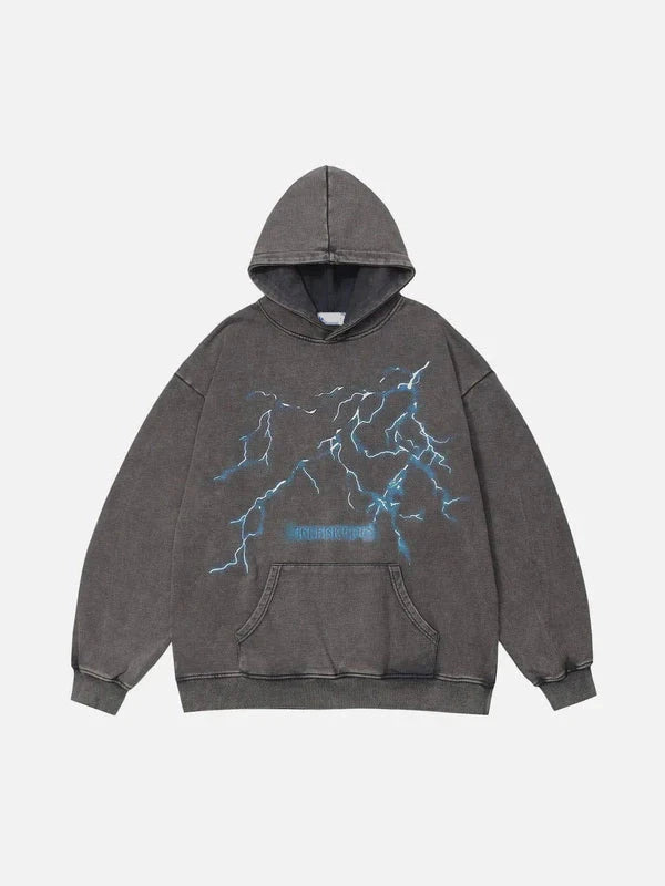 Washed Lightning Print Hoodie - Luxurise - washed-lightning-print-hoodie - loungewear