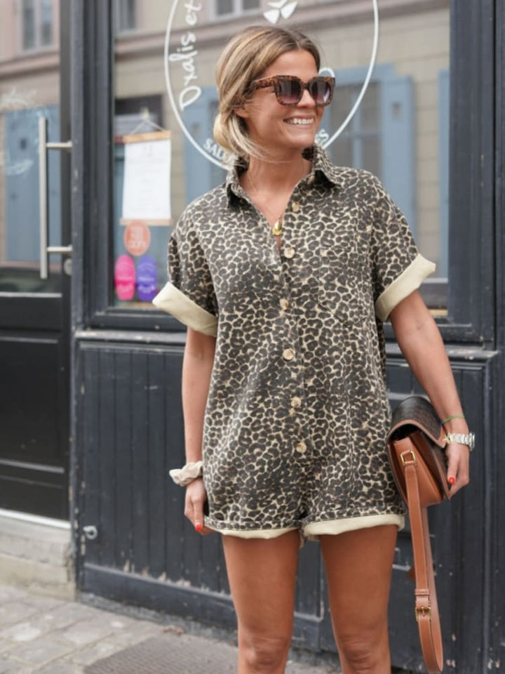 Chloe Mini Cheetah Romper - Luxurise - cheetah-romper - Jumpsuits