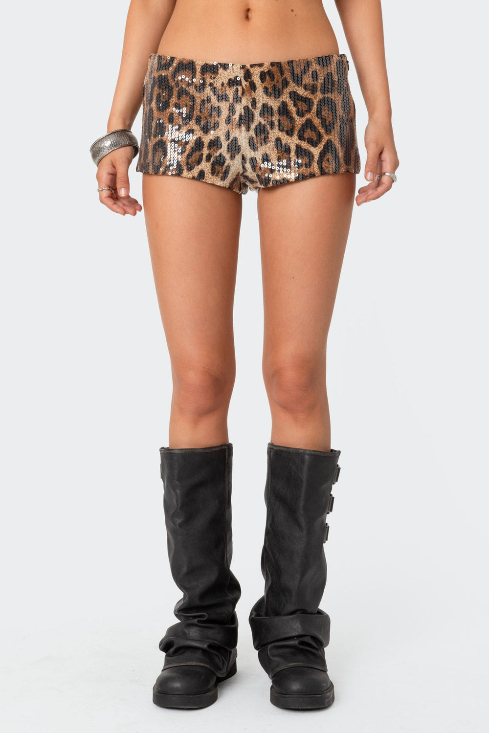 Sequin Leopard Printed Micro Shorts - Luxurise - sequin-leopard-printed-micro-shorts - short & skirts