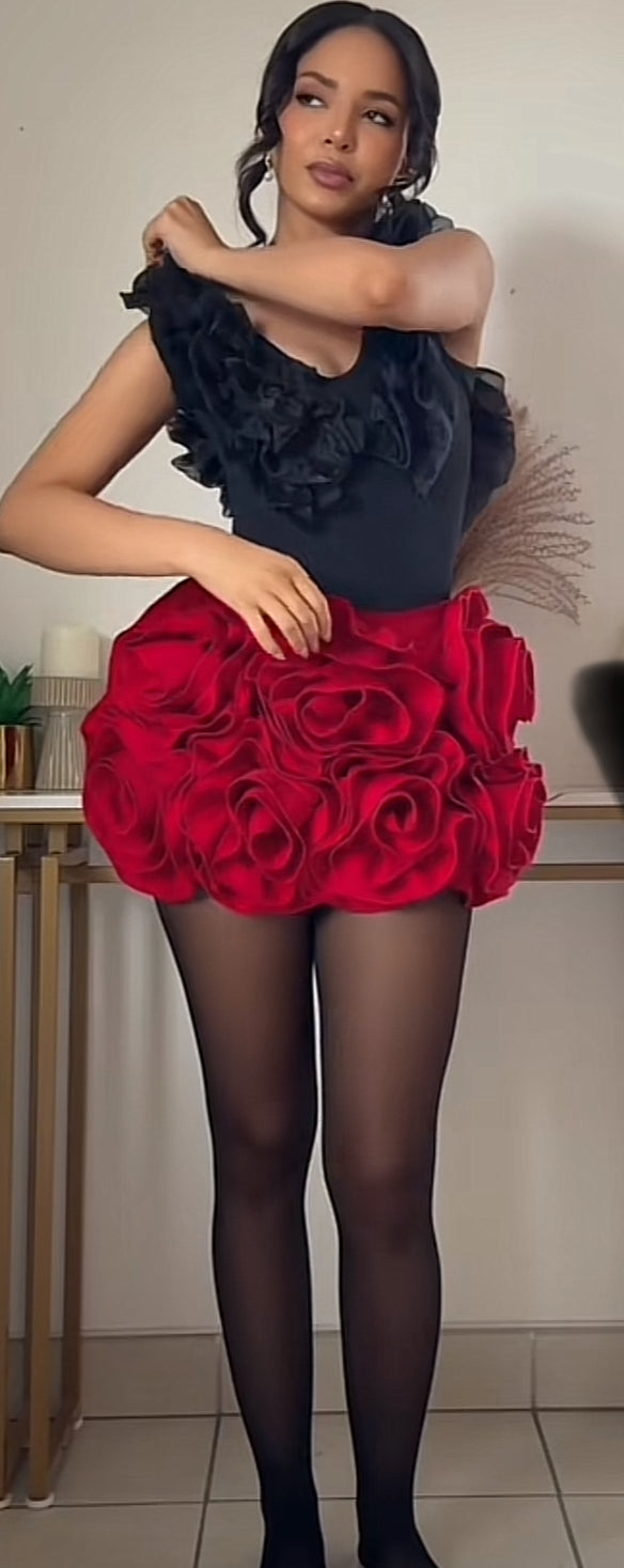 Oversized Mini Rose Skirt