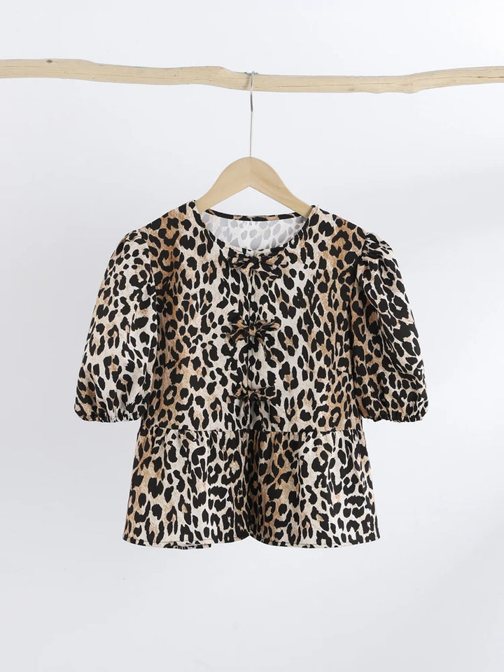 Bow Tops VIRAL - Luxurise - leopard-print-bow - Shirts & Tops