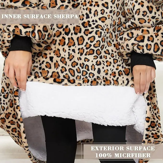 Leopard Blanket Hoodie - Luxurise - hoodie-blanket-leopard - loungewear