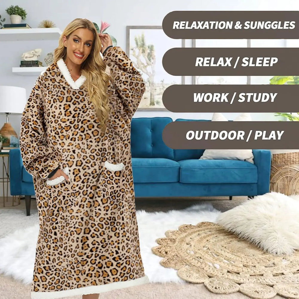 Leopard Blanket Hoodie - Luxurise - hoodie-blanket-leopard - loungewear