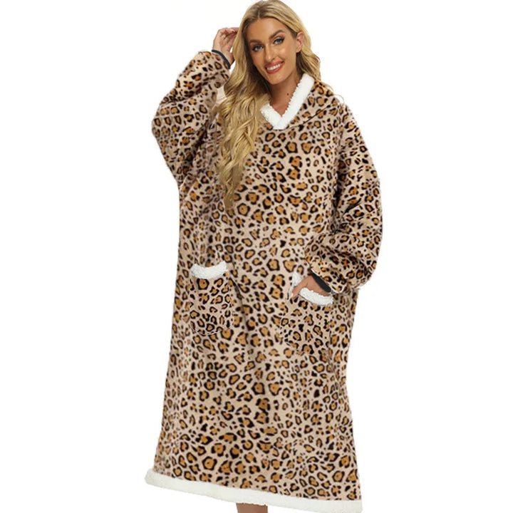 Leopard Blanket Hoodie - Luxurise - hoodie-blanket-leopard - loungewear