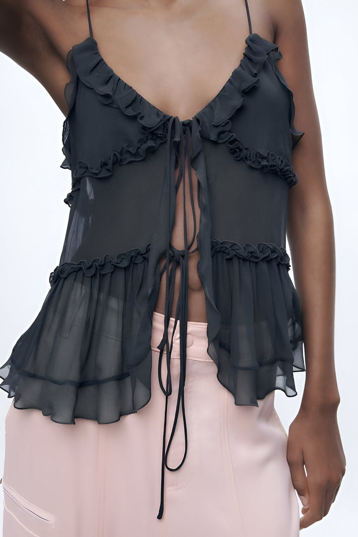 ZARAH Ruffle Top - Luxurise - black-ruffle-top - 