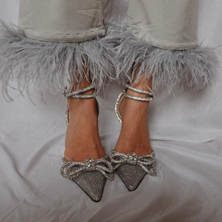 Cecilia Crystal Bow Wrap Heels