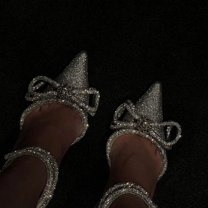 Cecilia Crystal Bow Wrap Heels