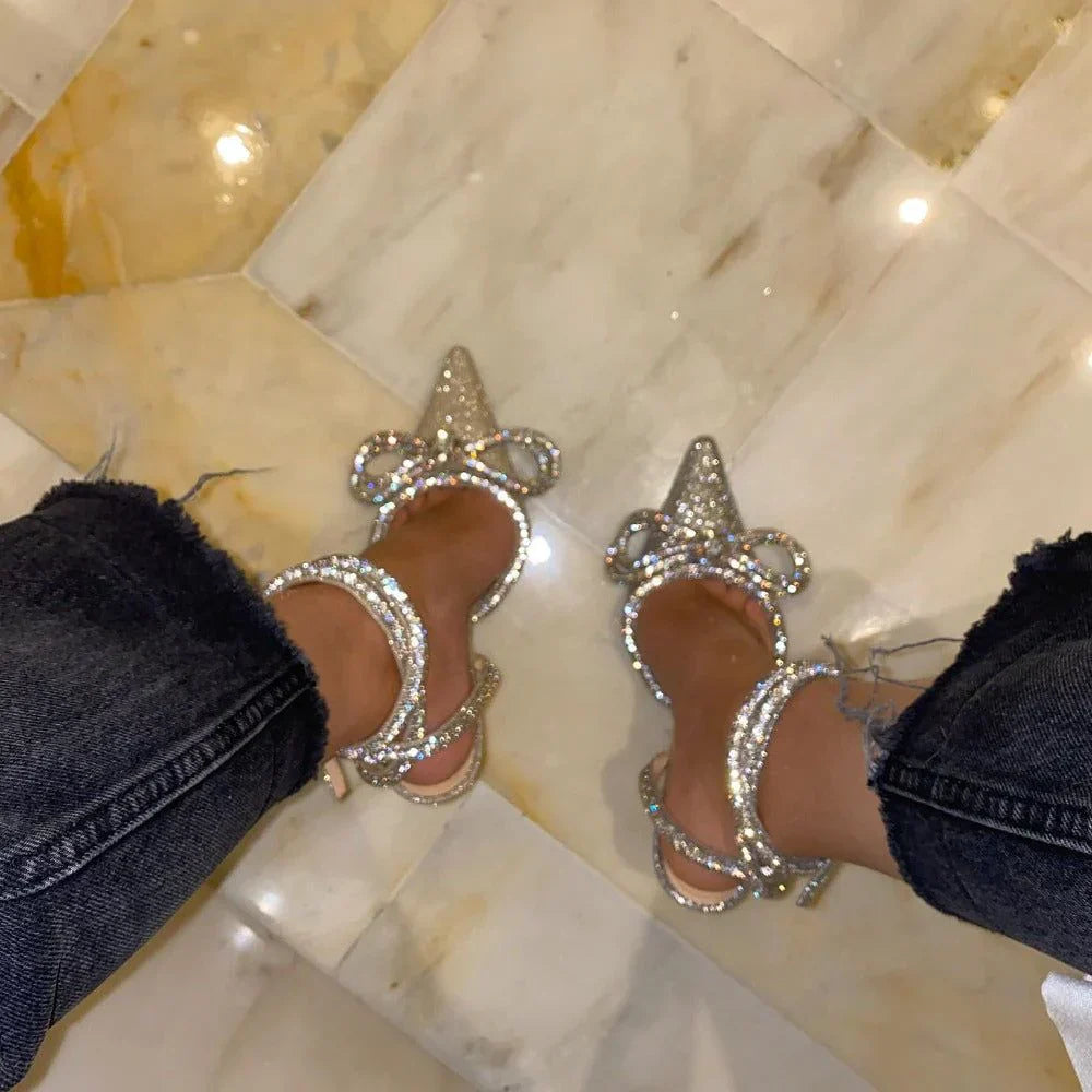 Cecilia Crystal Bow Wrap Heels