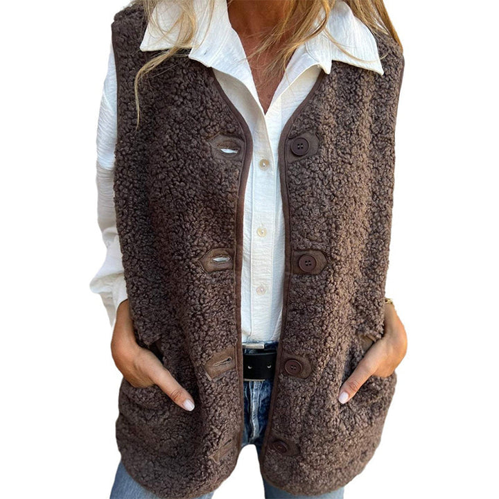 Teddy Bodywarmer - Luxurise - women-s-fall-button-down-short-warm-vest - bodywarmer